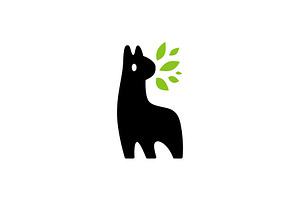 Llama Alpaca Leaf Logo Vector Icon