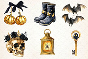 Black and Gold Halloween Clipart, an Illustration by Dream Creation (Thumbnail 3 of 7)
