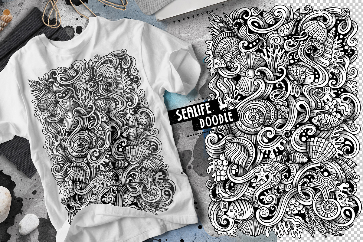 SEALIFE Graphic Doodle Illustration, a Seasonal Illustration by BALABOLKA (Photo 3 of 3)