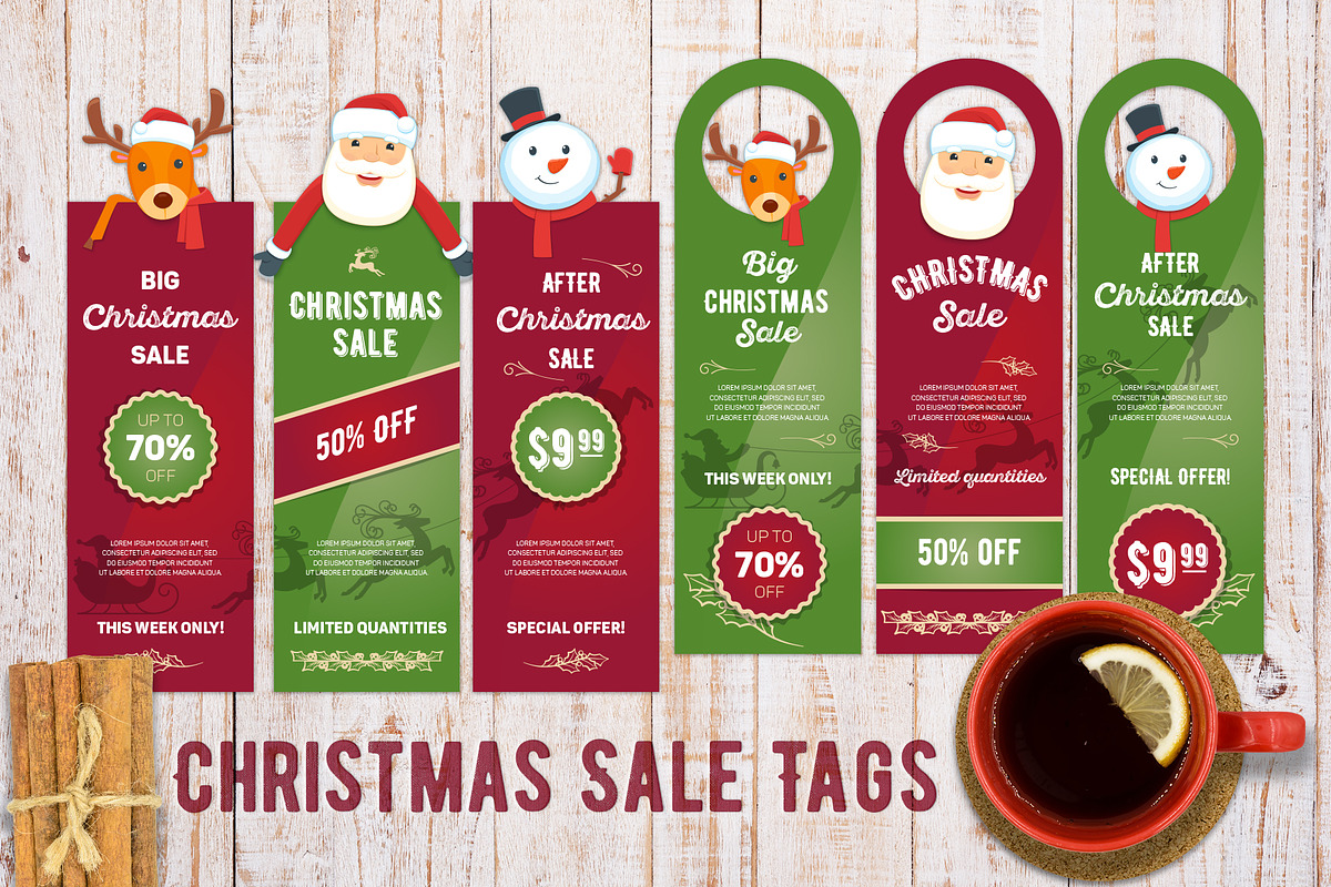 Christmas sale card template, a Card Template by Genestro Shop