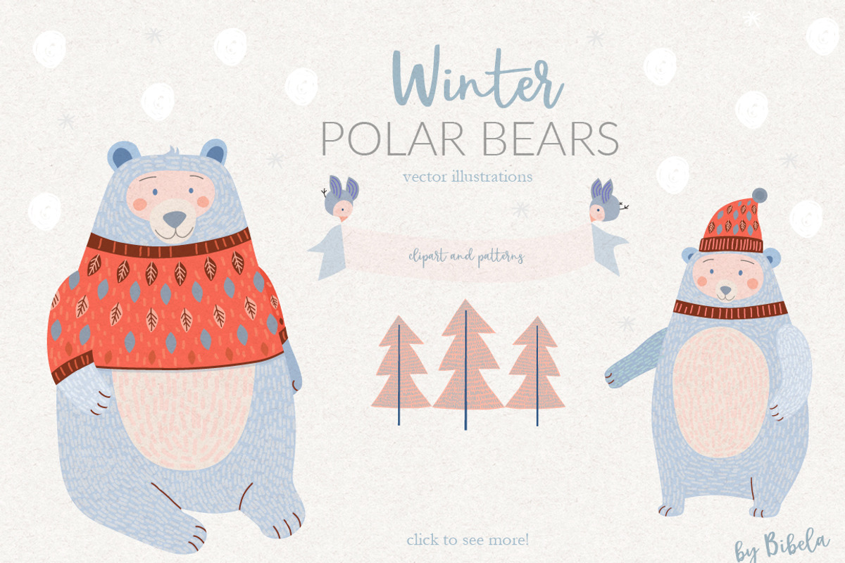Winter Polar Bears, an Illustration by Bibela (Photo 1 of 4)