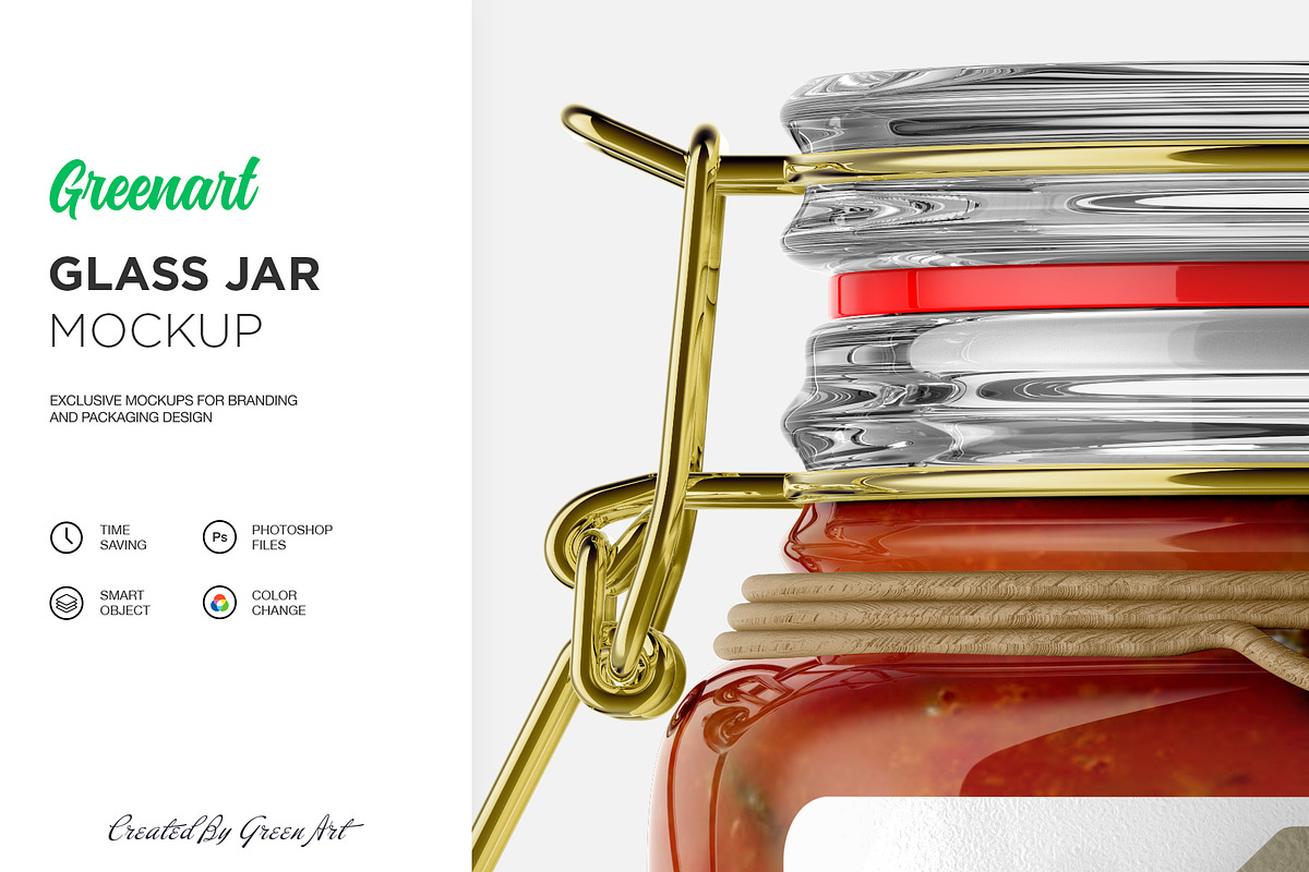 Clear Glass Jar Mockup, a Packaging Mockup by Green Art (Photo 6 of 8)