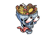 lots of food on top of the skull, an Illustration by gunaonedesign (Thumbnail 1 of 4)