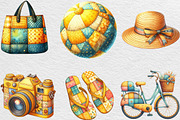 Yellow Patchwork Summer Clipart, an Illustration by Black Bird Studio (Thumbnail 2 of 5)