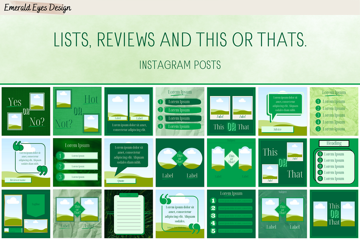 455 Canva Green Instagram Template, a Social Media Template by Emerald Eyes Design (Photo 4 of 12)