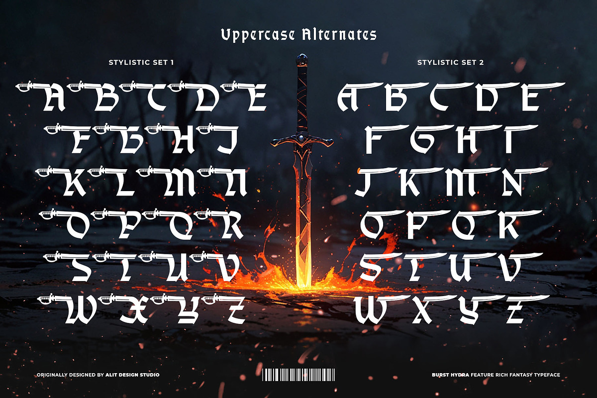 Burst Hydra Font, a Blackletter Font by alit design (Photo 3 of 17)