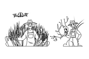 digital smart agriculture farming, a Person Illustration by pikepicture