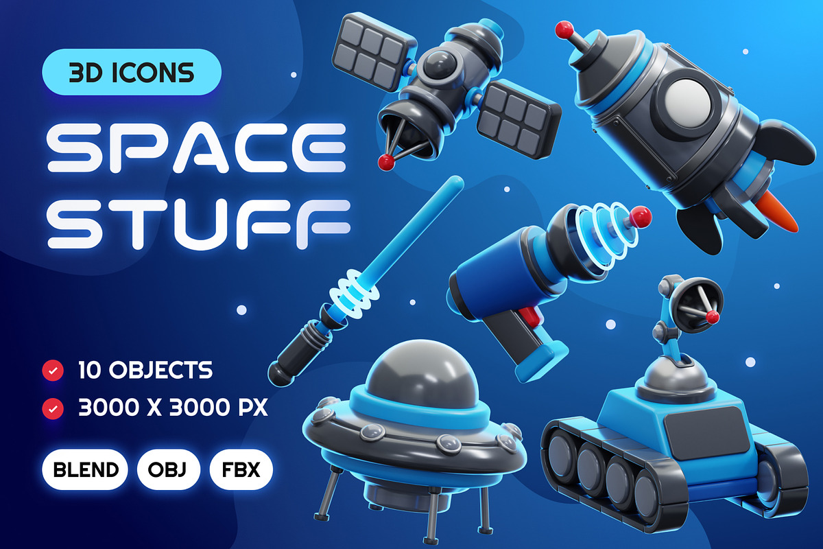 Space Stuff 3D Icons, an Object 3D Model by Rakata Studio (Photo 1 of 7)