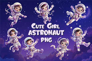 Cute girl astronaut. T-Shirt, PNG., a Person Illustration by KENO Mascots