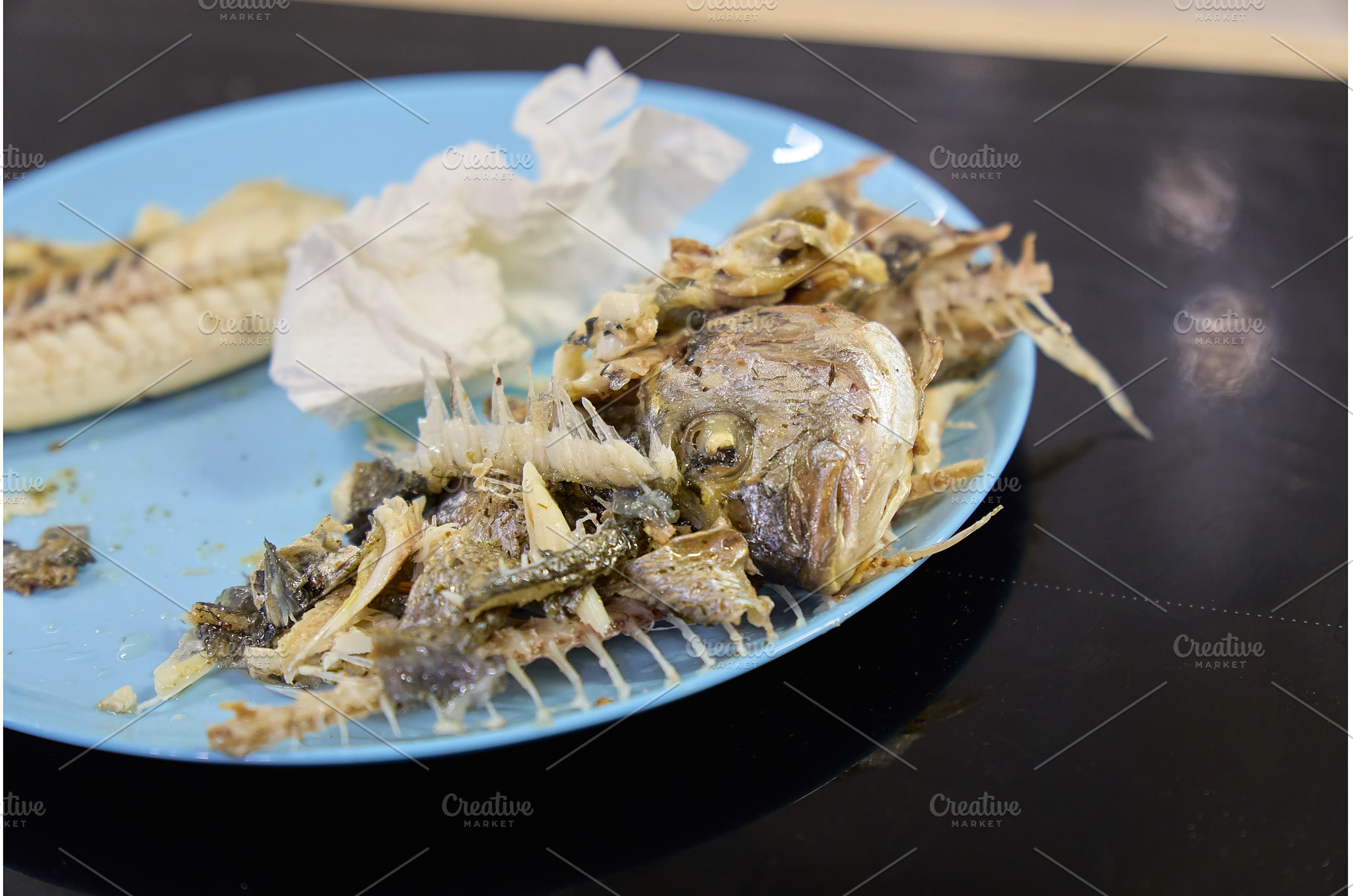 Dorado fish served on a plate with, a Food & Drink Photo by darksoul72