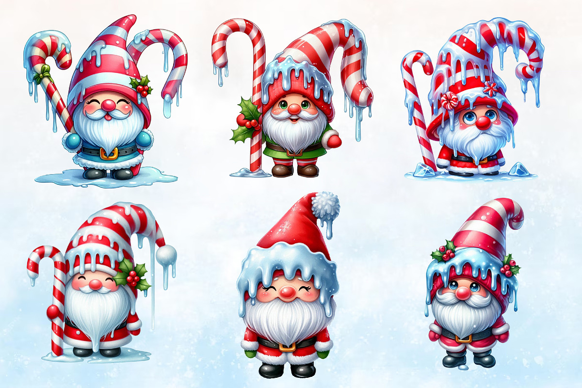 Christmas Candy Cane Icing Gnome, a Seasonal Illustration by Rose Art (Photo 2 of 7)