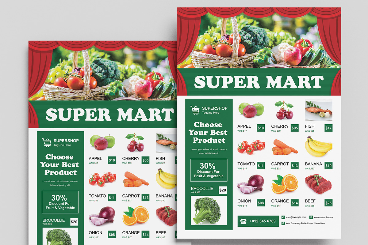Super Mart Flyer Design Layout, a Flyer Template by MightyDesign (Photo 2 of 5)