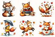 Watercolor Autumn Fox Clipart, an Illustration by OK Design (Thumbnail 5 of 5)