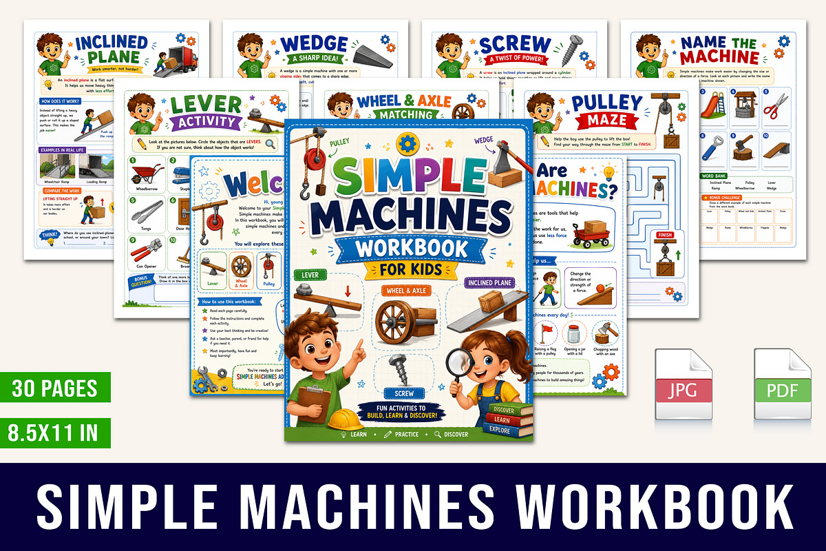 Simple Machines Workbook, a Stationery Template by Designmela01 (Photo 1 of 10)