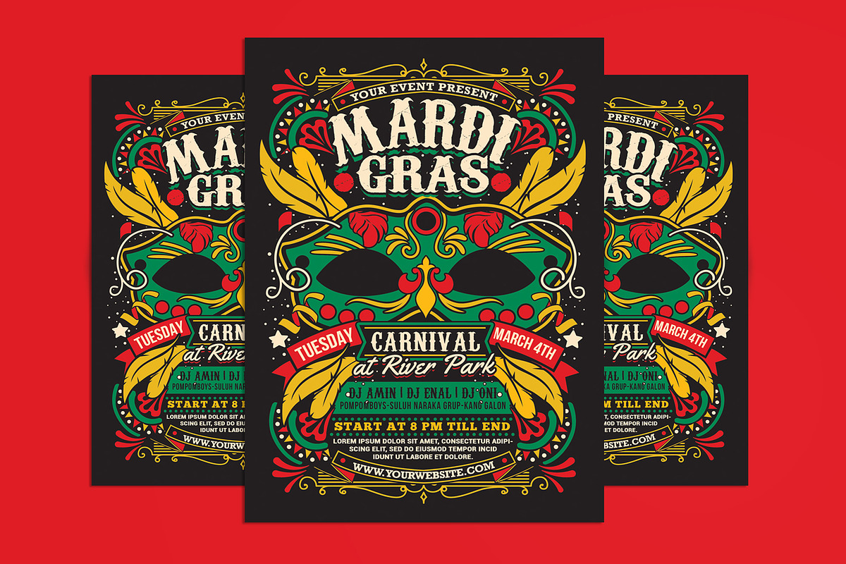 Mardi Gras Flyer Template, a Flyer Template by Muhamad Iqbal hidayat (Photo 1 of 4)