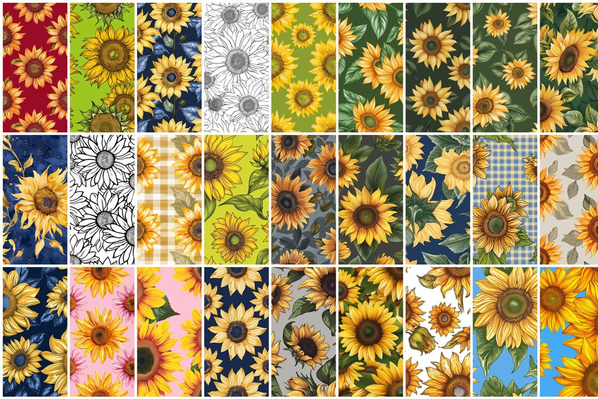 130 Sunflower Seamless Patterns, a Pattern Graphic by mkStudioLab (Photo 3 of 4)