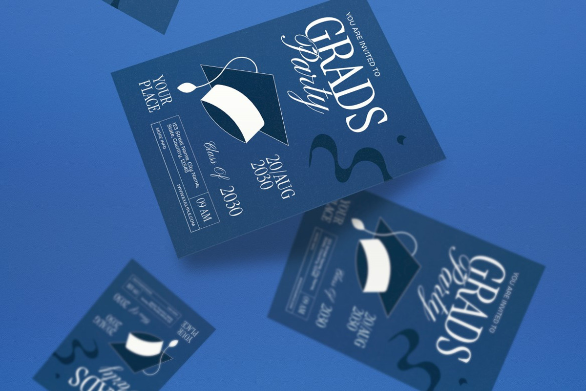 Blue Graduation Party Invitation, an Invitation Template by graphicook (Photo 4 of 6)