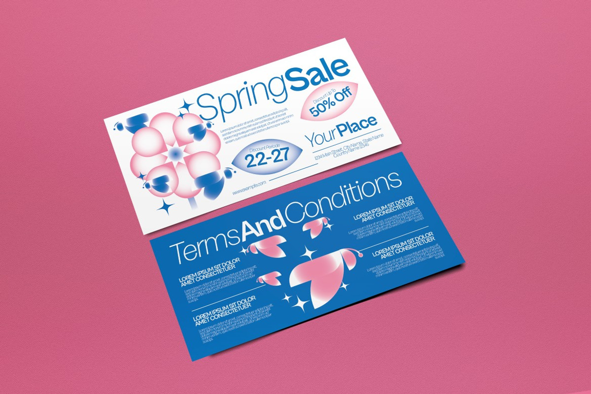 White Blue Spring Sale Voucher, a Card Template by graphicook (Photo 2 of 3)