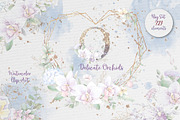 Watercolor flowers Orchids clipart, an Illustration by Yuliya Art (Thumbnail 1 of 18)