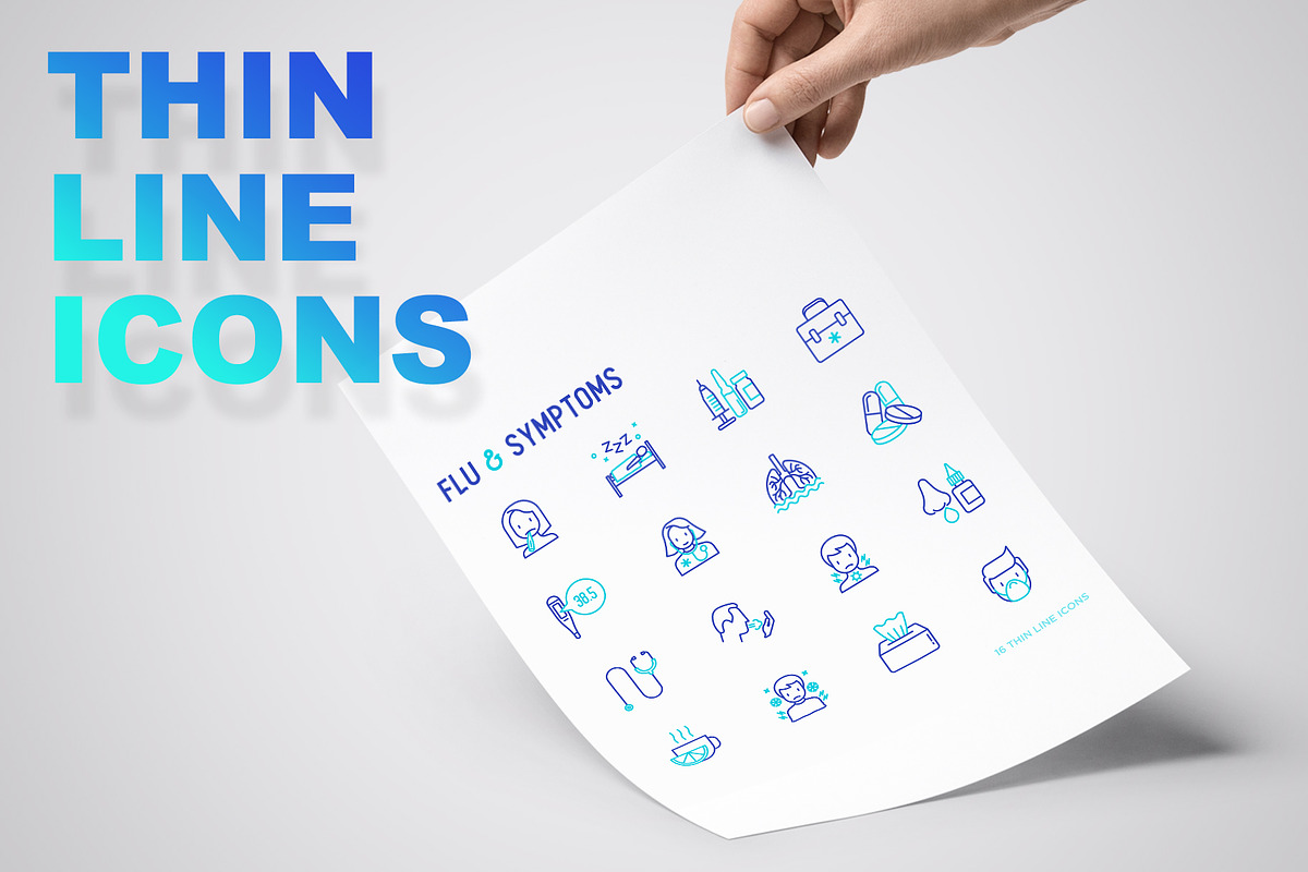 Flu Symptoms Icons Set 30 Templates, an Outline Icon by Alex Blogoodf (Photo 2 of 10)