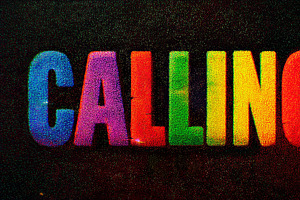 Colorful rainbow text spelling CALLING in bold grainy retro style for design an, an Illustration by AS photostudio