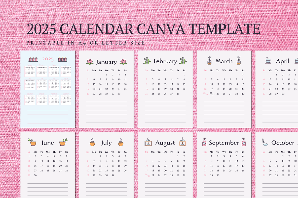 2025 CALENDAR CANVA TEMPLATE, a Stationery Template by The Little Lily Studio (Photo 4 of 5)