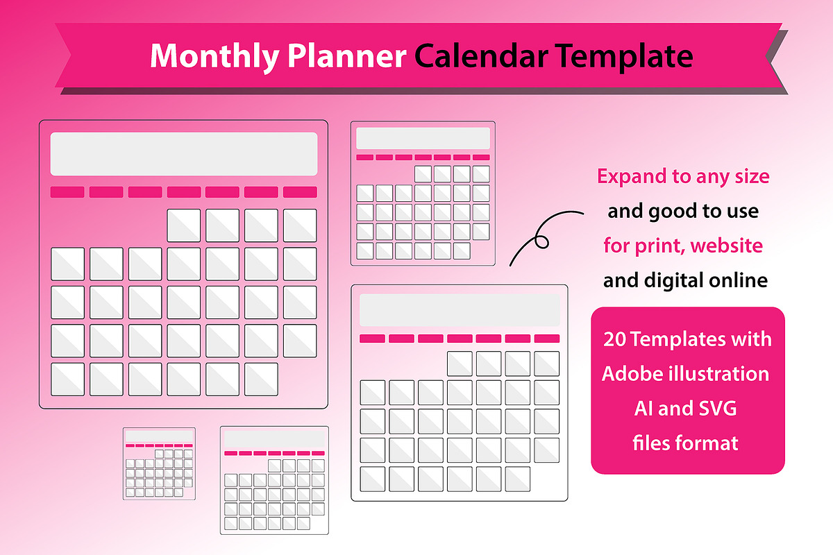Monthly Planner Calendar Template, a Stationery Template by VL Shop (Photo 7 of 7)