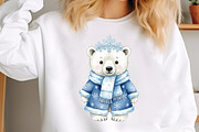 Watercolor Polar Bear Christmas PNG, an Illustration by SinaCreation (Thumbnail 5 of 7)