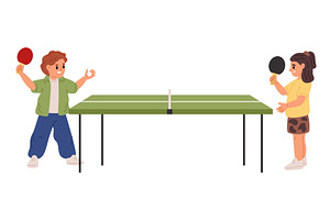 Little girl and boy playing table, a Sport Illustration by Vectorbuum