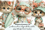 Whimsical Summer Cat Clipart, an Illustration by Digital Artistic99 (Thumbnail 1 of 11)