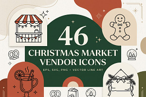 46 Christmas Market Vendor Icons
