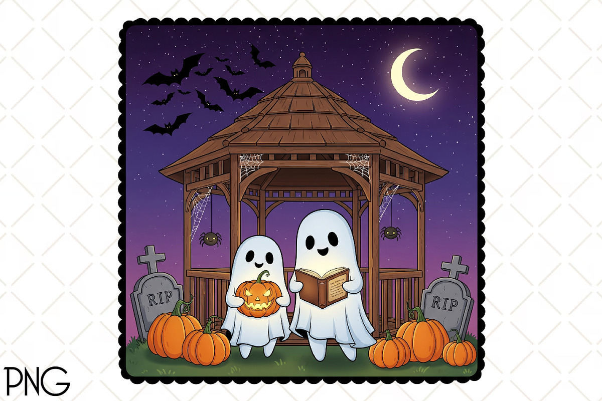 Halloween Ghouls Hand-Drawn Frame, an Illustration by Black Bird Studio (Photo 1 of 4)