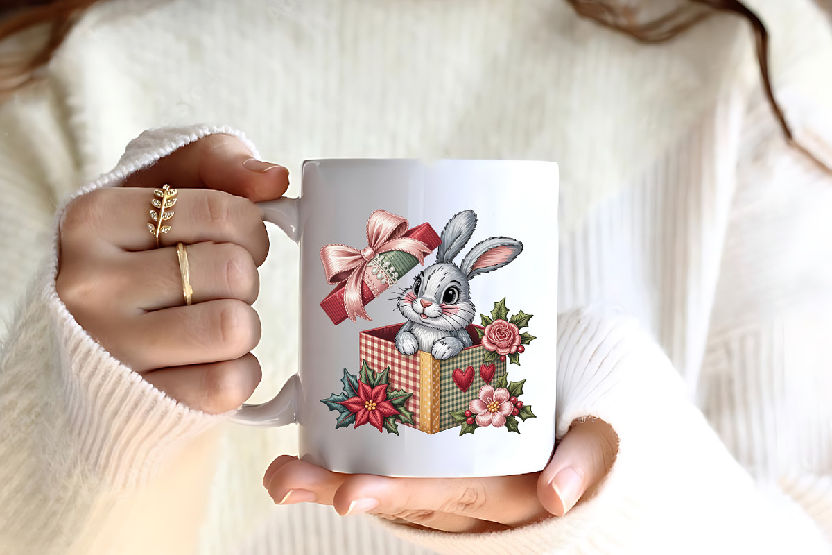 Faux Embroidery Bunny in a Gift Box, an Illustration by CrexoraLab (Photo 5 of 6)