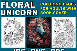 Floral Unicorn Coloring Pages For Ad, a Stationery Template by Design Station