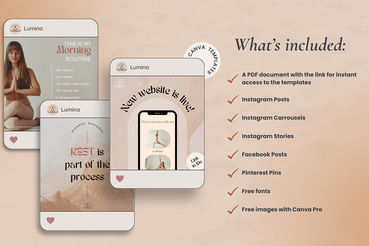 Yoga Social Media Templates - Canva, a Social Media Template by Unalome Design Studio (Photo 3 of 5)