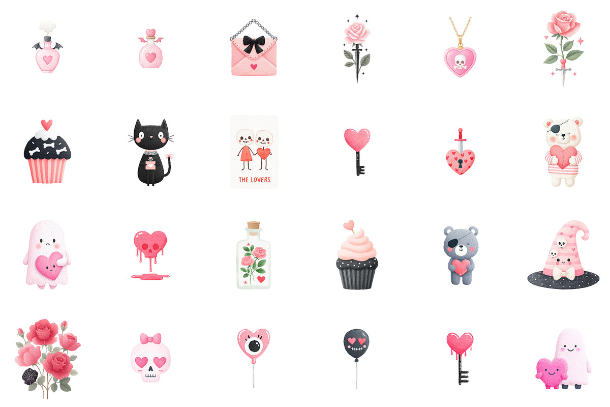 Spooky Gothic Valentine's Day Bundle, an Illustration by Sublimation Artist (Photo 2 of 6)