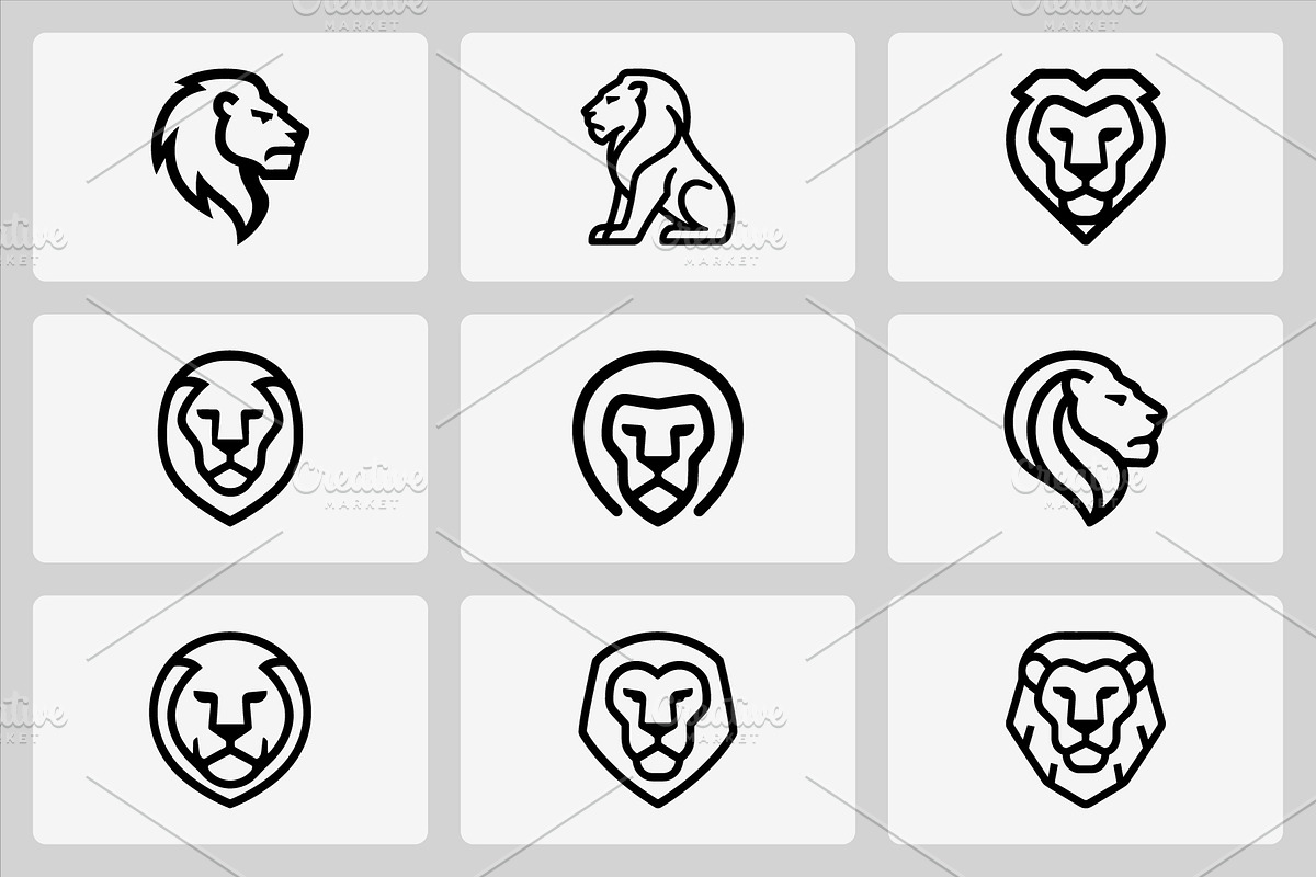 Lion head line art logo collection, a Branding & Logo Template by Vectorium Studio (Photo 2 of 2)