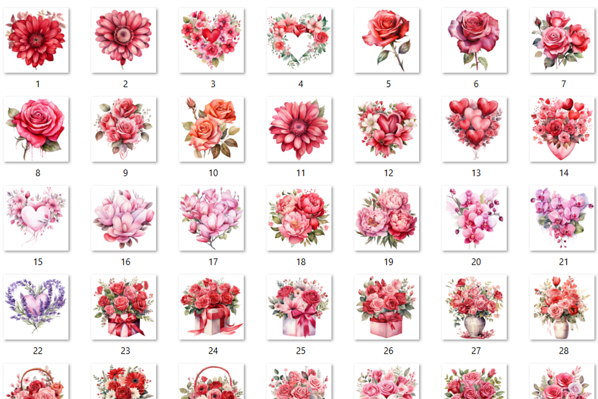 Valentine's Day Flowers Clipart, a Seasonal Illustration by GiraffeCreative (Photo 8 of 9)