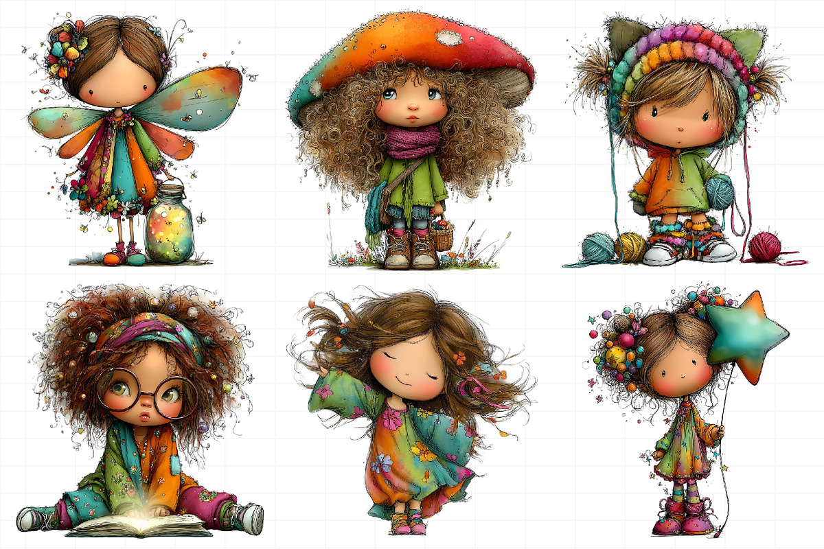 Quirky Cute Little Girl Clipart, an Illustration by Daily.Designs (Photo 3 of 7)