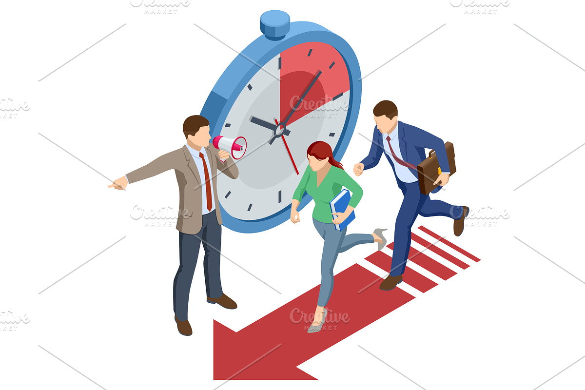 Isometric team run toward finish, a Finance Illustration by Golden Sikorka