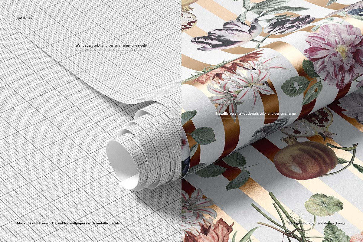 Paper Wallpaper Mockup Bundle, a Merchandise Mockup by creatsy5 (Photo 3 of 21)