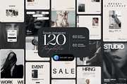 120 Instagram Post + Story Templates, a Social Media Template by Prapti Design (Thumbnail 1 of 13)