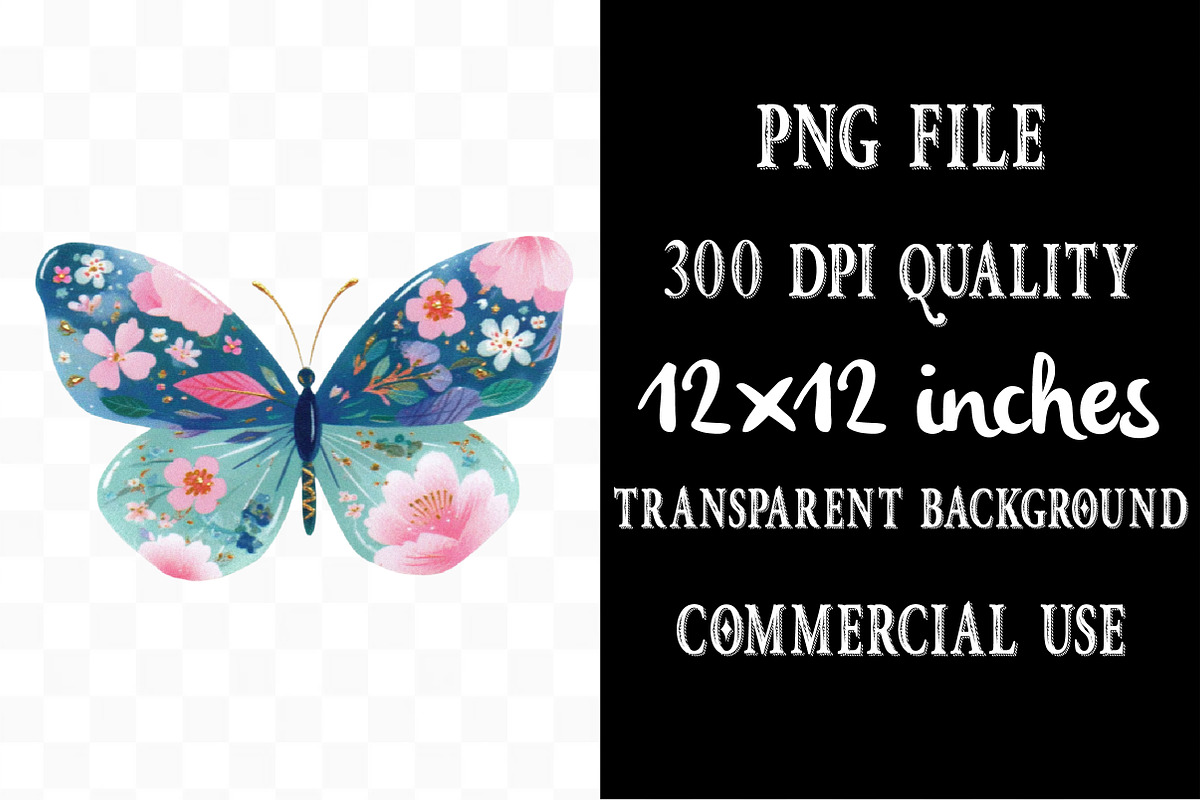 Pastel Butterfly PNG Sublimation, an Illustration by Designking (Photo 4 of 5)