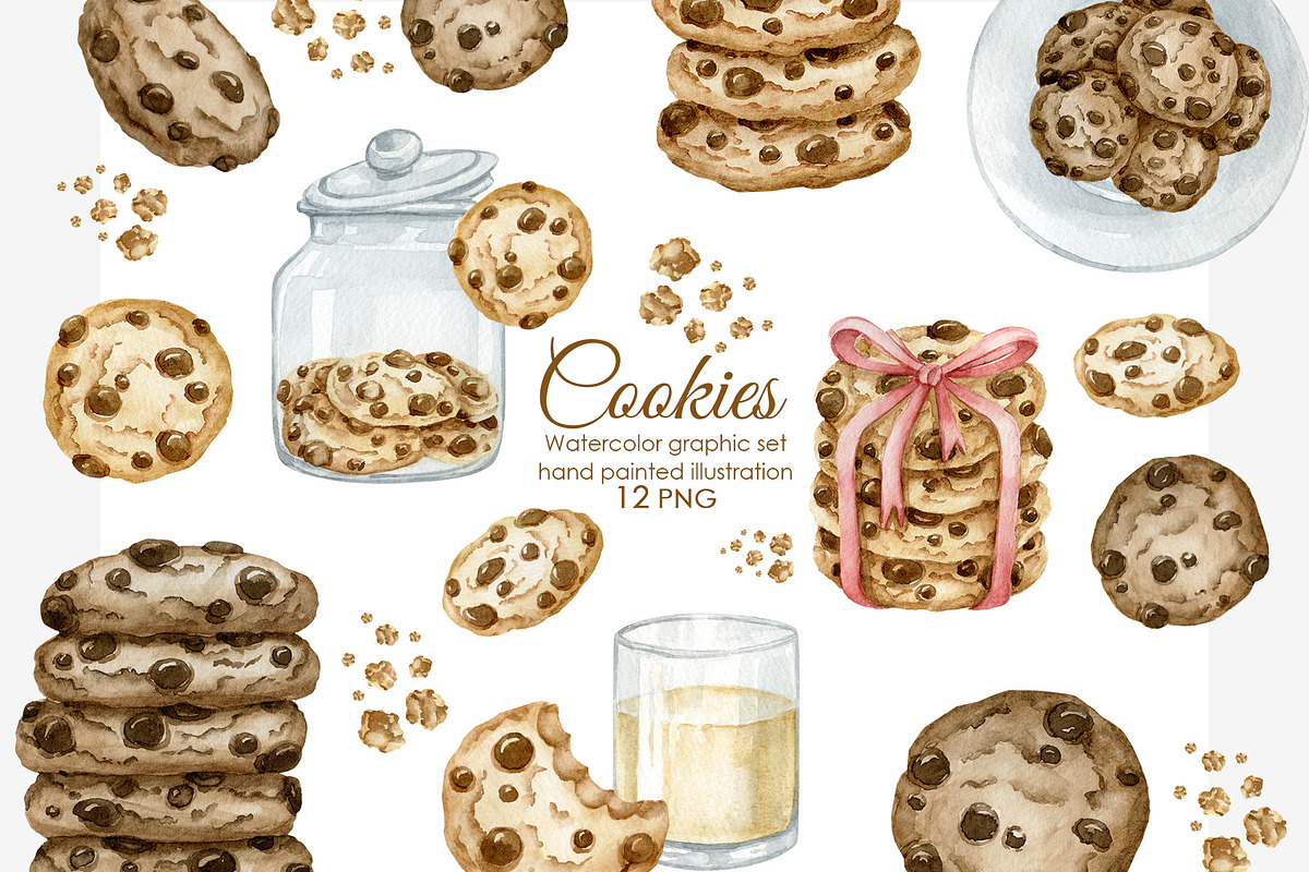 Watercolor cookies clipart, a Food Illustration by AquarelleSpace (Photo 1 of 4)