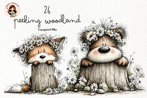 Woodland Animals PNG Clipart, an Animal Illustration by Nicolle's Colorful Art