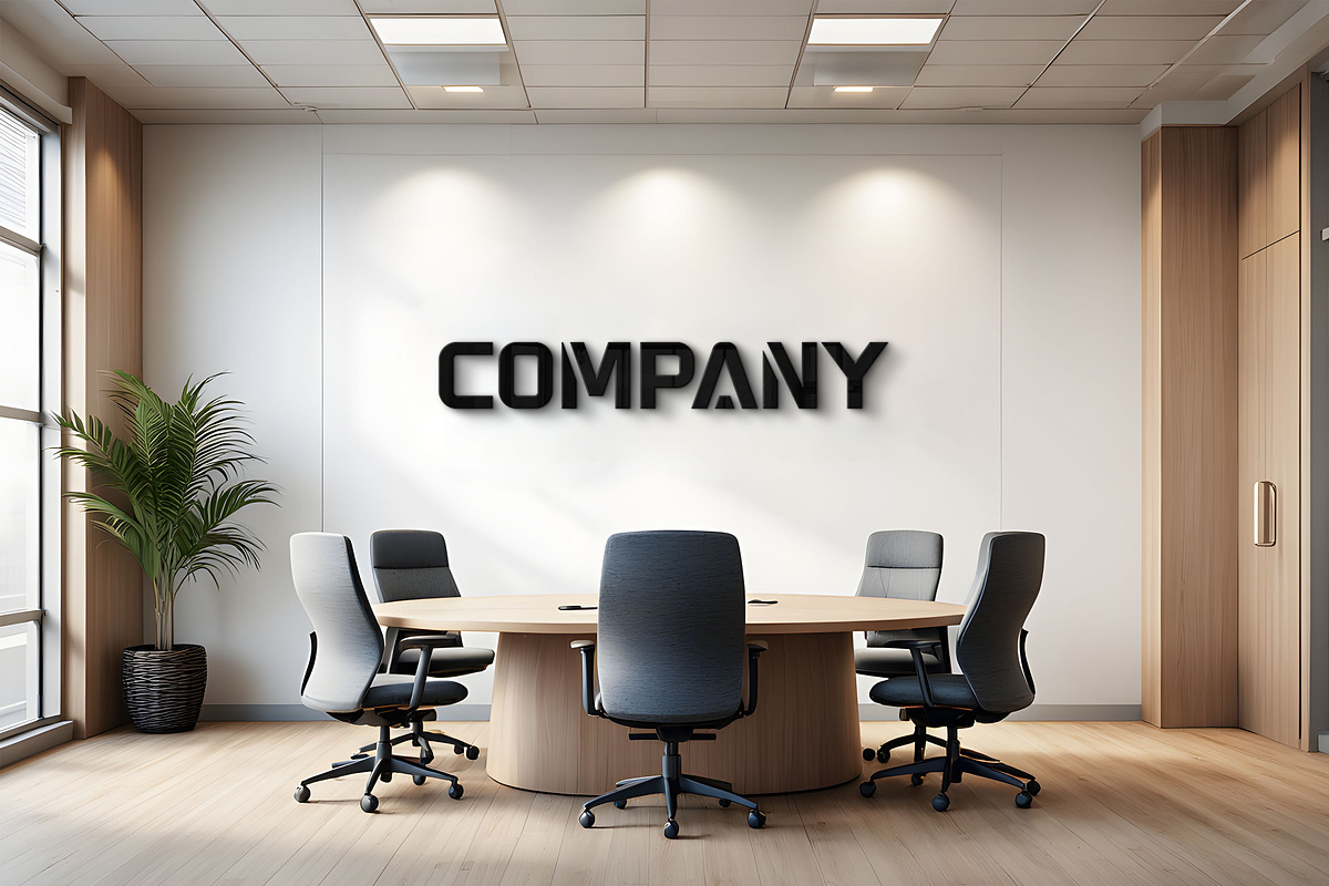 Modern Office Wall Logo Mockup, a Mockup by GenesisCreativeCo (Photo 3 of 3)