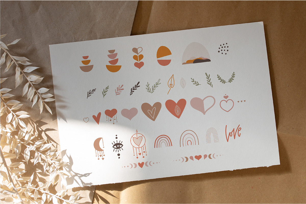 Boho Hearts and Shapes Collection, a Decorative Illustration by DearLetters (Photo 4 of 10)
