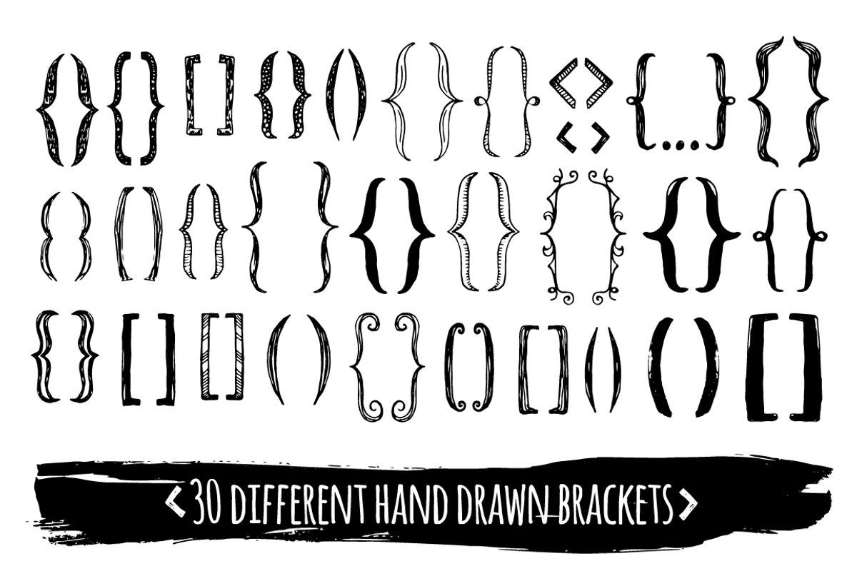 30 hand drawn EPS brackets pack, a Texture Illustration by Hala (Photo 1 of 2)