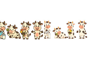 Cute cartoon cows engaging in, an Animal Photo by ZinetroN