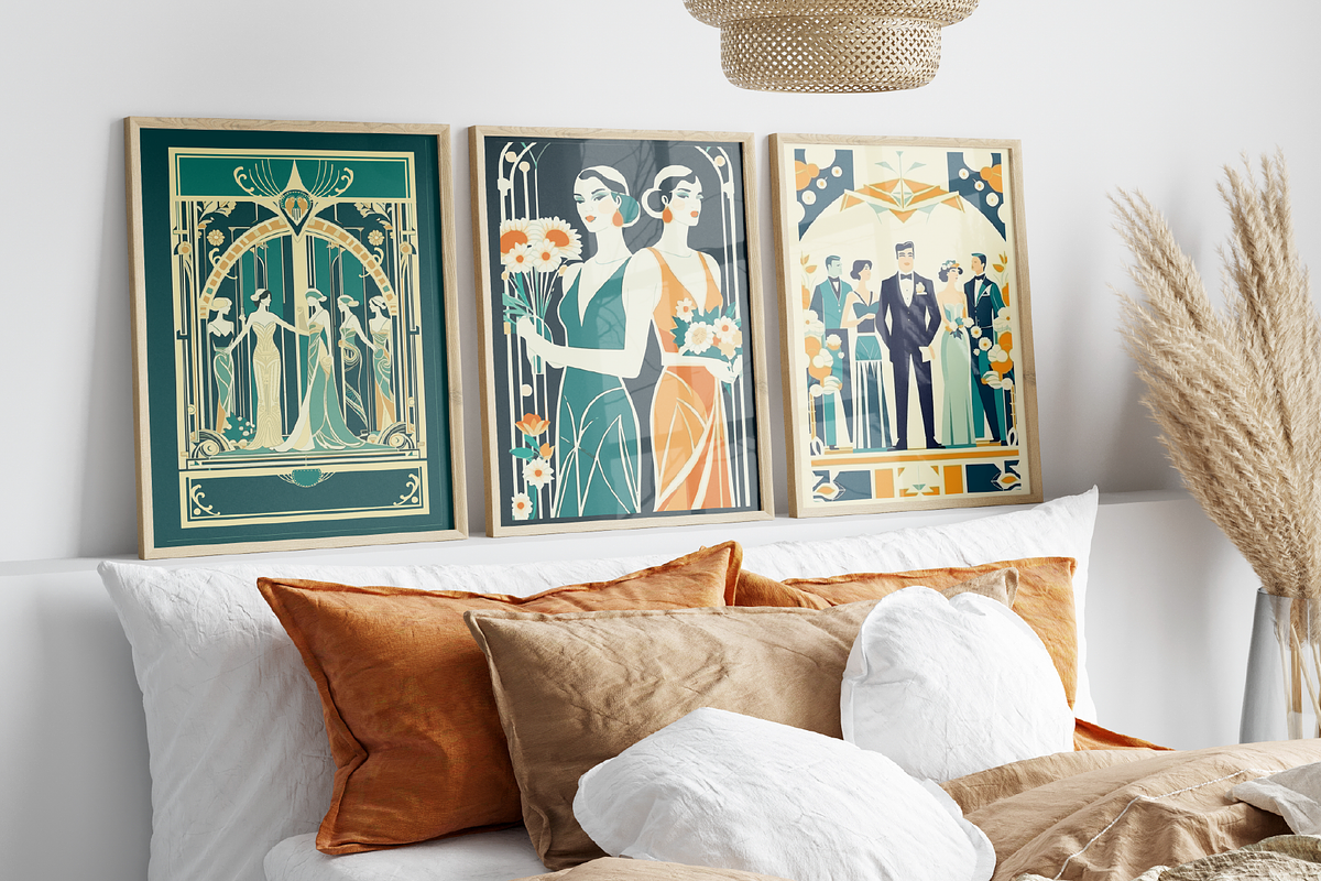Art Deco Wedding Posters Wall Art, a Person Illustration by Blynn Pippen (Photo 6 of 10)